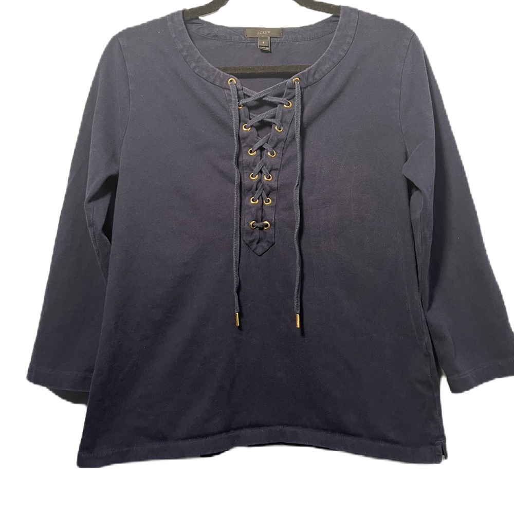 COPY - • J.Crew Navy Lace Up Top